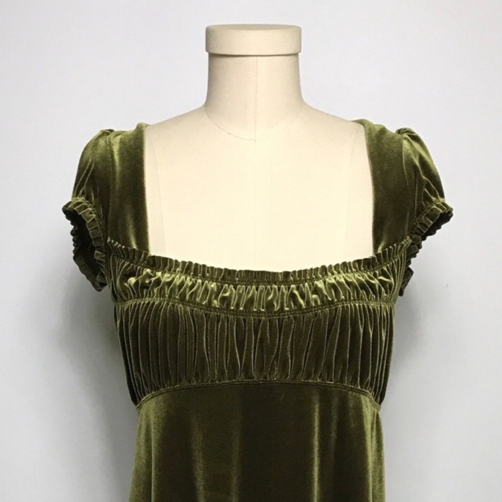 NWOT Free People Moss Green Velvet Babydoll Dress